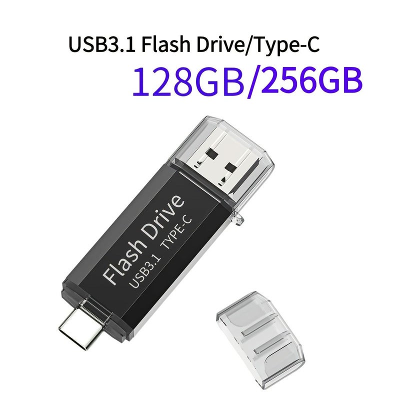 لانستن فلاشة USB C سعة 256 جيجابايت مزدوجة USB 3.1 OTG عالية السرعة لنقل البيانات - Image 4