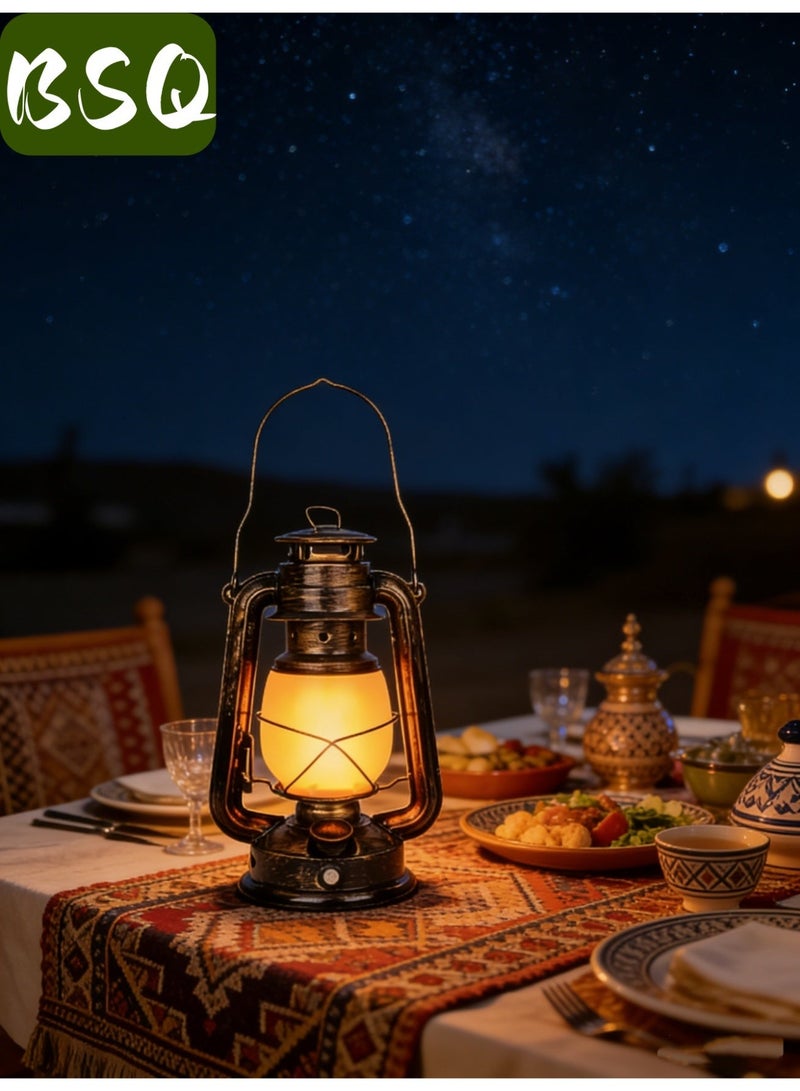 BSQ Emergency Supplies |Retro LED Battery Powered Camping Light | Retro Lantern | Outdoor Pendant Light | Outdoor Portable Light | Flame Effect, Rechargeable, Three Modes,Suitable for Tents, Outdoors, Power Outages, Hiking, Emergencies, and Fishing - Image 4