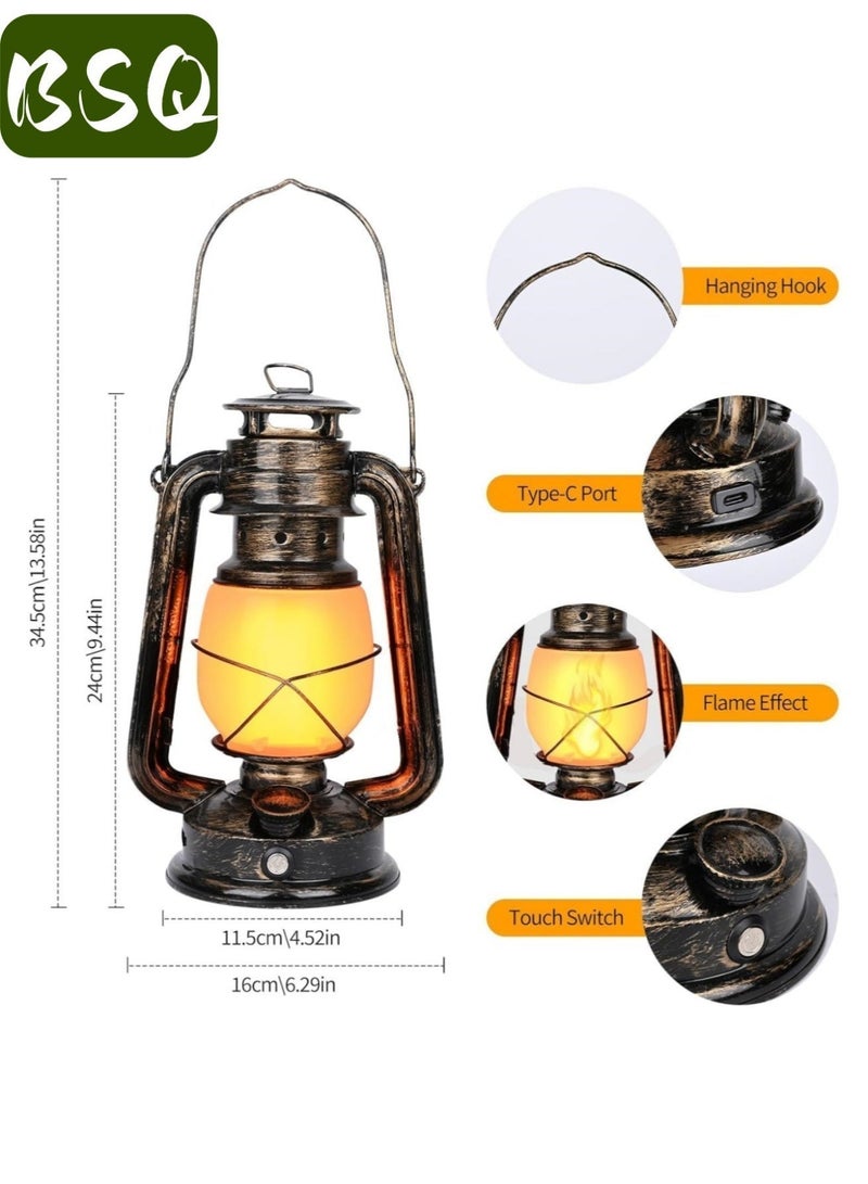BSQ Emergency Supplies |Retro LED Battery Powered Camping Light | Retro Lantern | Outdoor Pendant Light | Outdoor Portable Light | Flame Effect, Rechargeable, Three Modes,Suitable for Tents, Outdoors, Power Outages, Hiking, Emergencies, and Fishing - Image 3