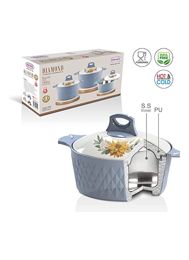 Casserole Steel Insulated Hotpot Diamond Blue (5000 Ml)