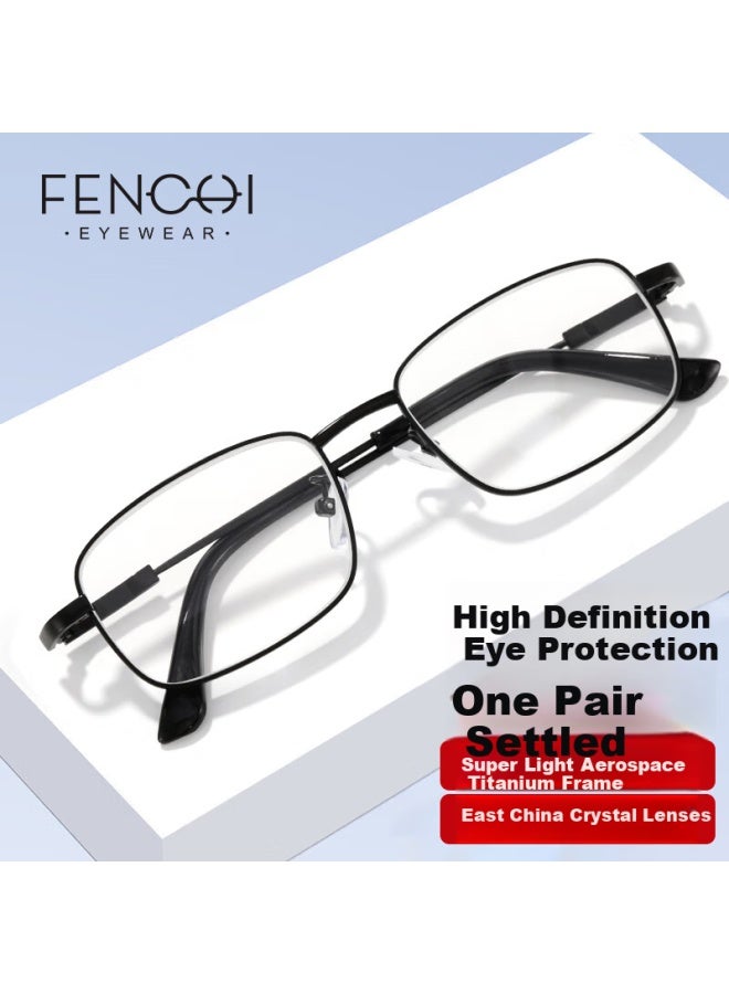 Fenchi Reading Gl For Men And Women, Natural Crystal Lenses, Wear-resistant, Ultra-light Memory Titanium Frame, Business Fashion Presbyopic Gl - Image 1