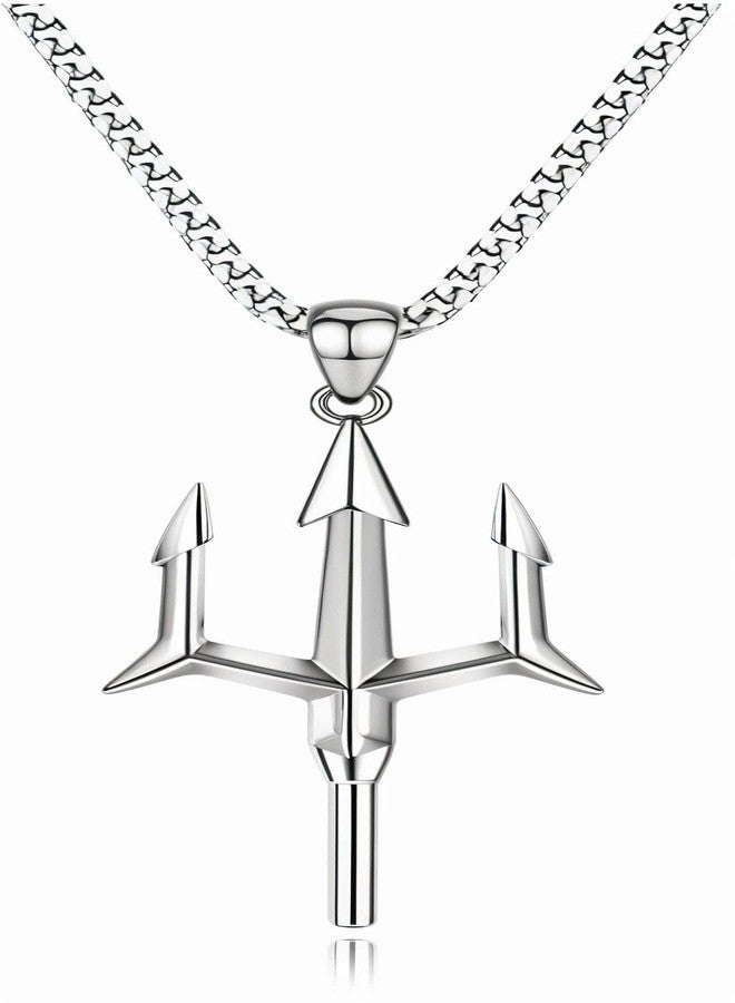 BEAUTIVIA Trishul Pendant Necklace, Stainless Steel For Men Women Unisex - Image 1