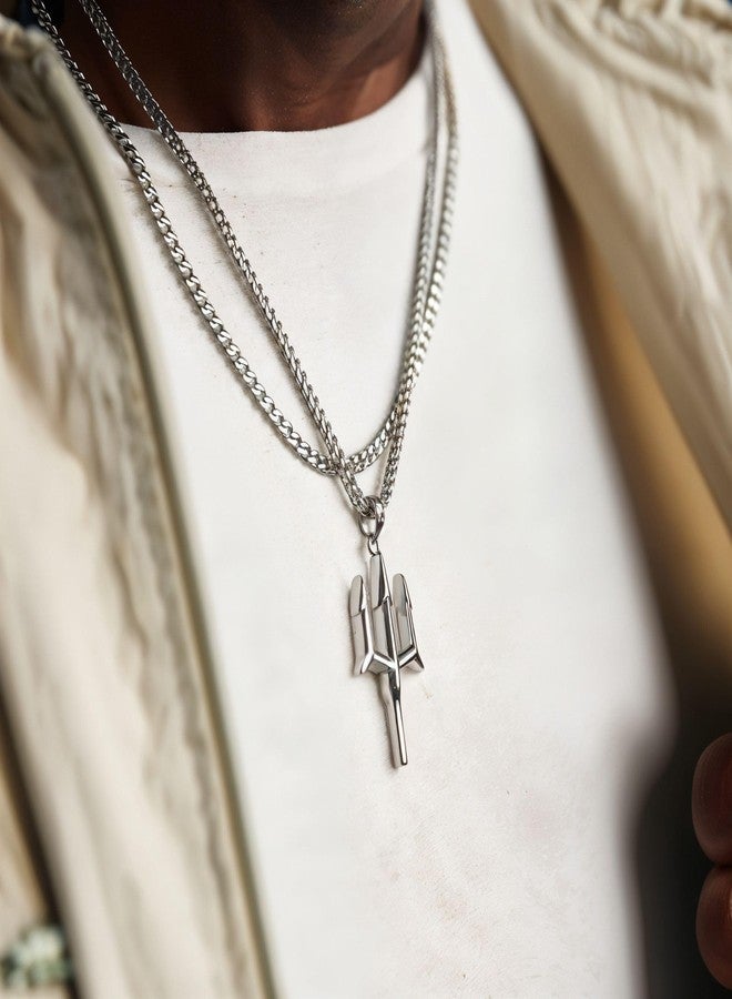 BEAUTIVIA Trishul Pendant Necklace, Stainless Steel For Men Women Unisex - Image 2
