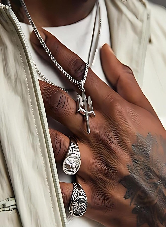 BEAUTIVIA Trishul Pendant Necklace, Stainless Steel For Men Women Unisex - Image 5