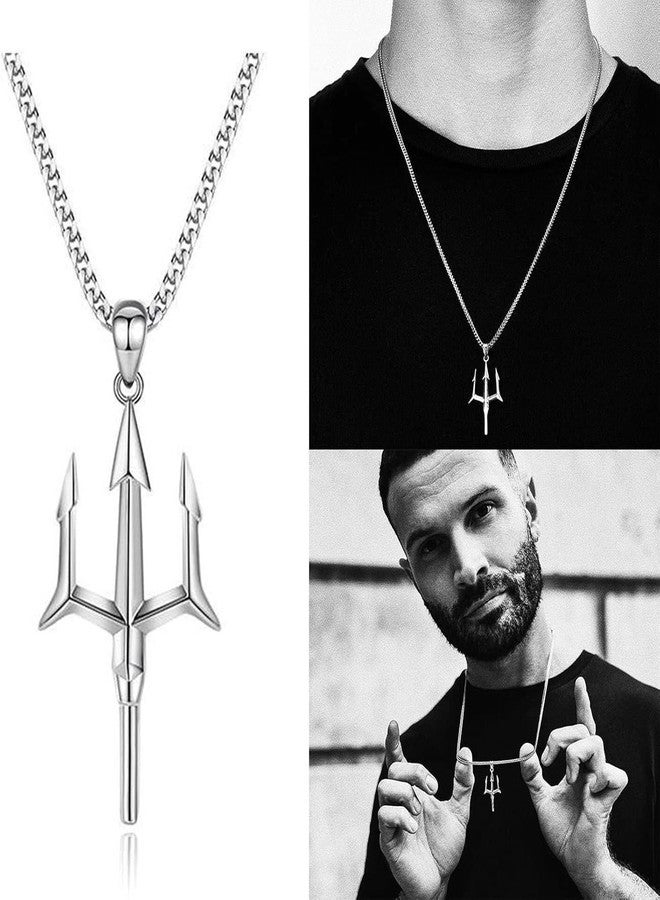 BEAUTIVIA Trishul Pendant Necklace, Stainless Steel For Men Women Unisex - Image 4