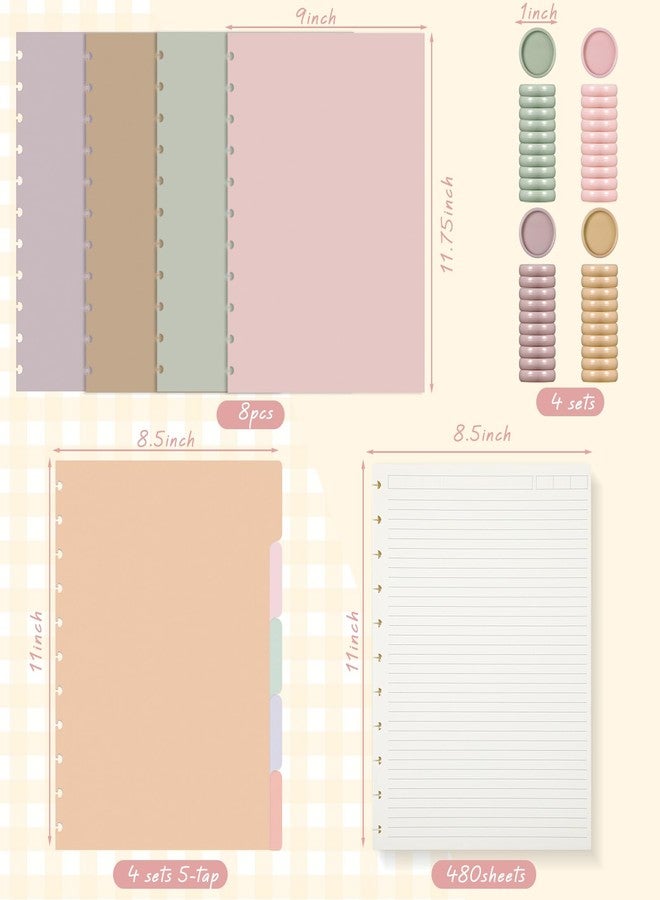 جلينمال مجموعة دفاتر غلينمال، 4 مجموعات، مقاس الرسائل 8.5 × 11 بوصة، ذات حلقات، تتضمن أغلفة وأقراصًا و5 فواصل لتدوين الملاحظات، مسطرة، صفحات قابلة للإزالة، دفتر مواد قابل لإعادة التعبئة، مناسب للمدرسة والمكتب (لون باستيل). - Image 2