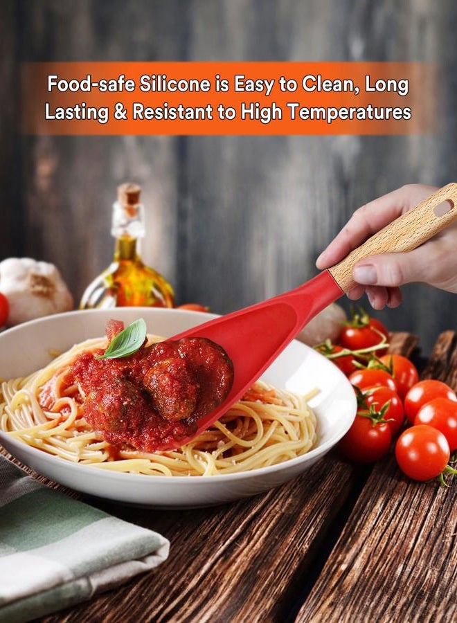 Badiano Cooking Spoon for Nonstick Cookwares, Great for Cooking and Serving Sturdy BPA-Free Matte Silicone, Wood Handle Spoon for Mixing, Scoop, and Scrape (AGR, 11.4 inch) - Image 4