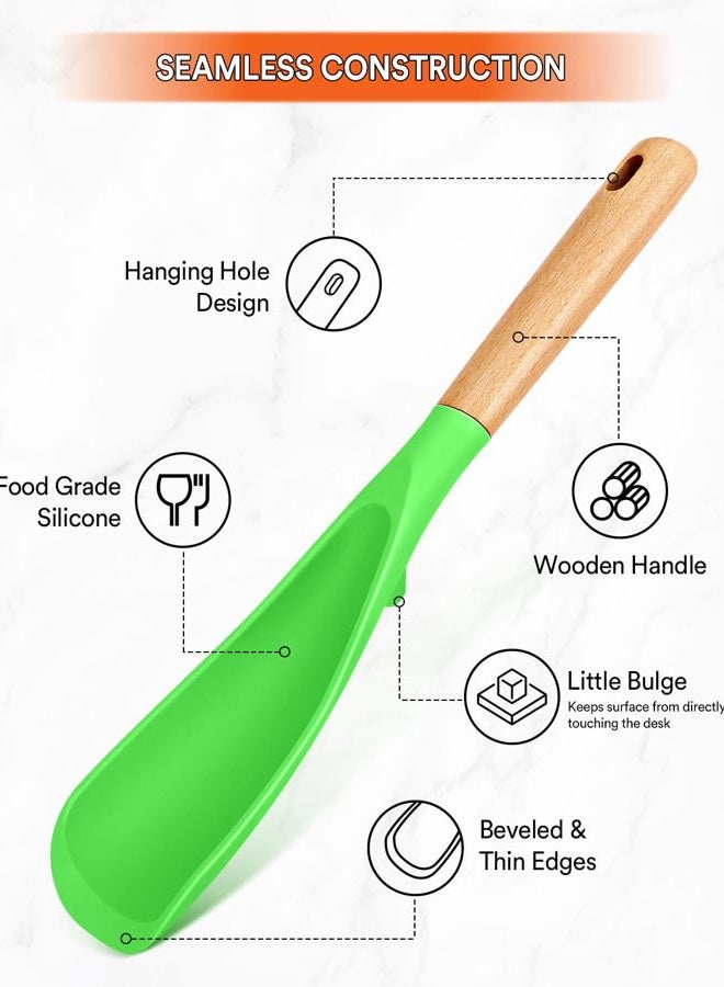 Badiano Cooking Spoon for Nonstick Cookwares, Great for Cooking and Serving Sturdy BPA-Free Matte Silicone, Wood Handle Spoon for Mixing, Scoop, and Scrape (AGR, 11.4 inch) - Image 3