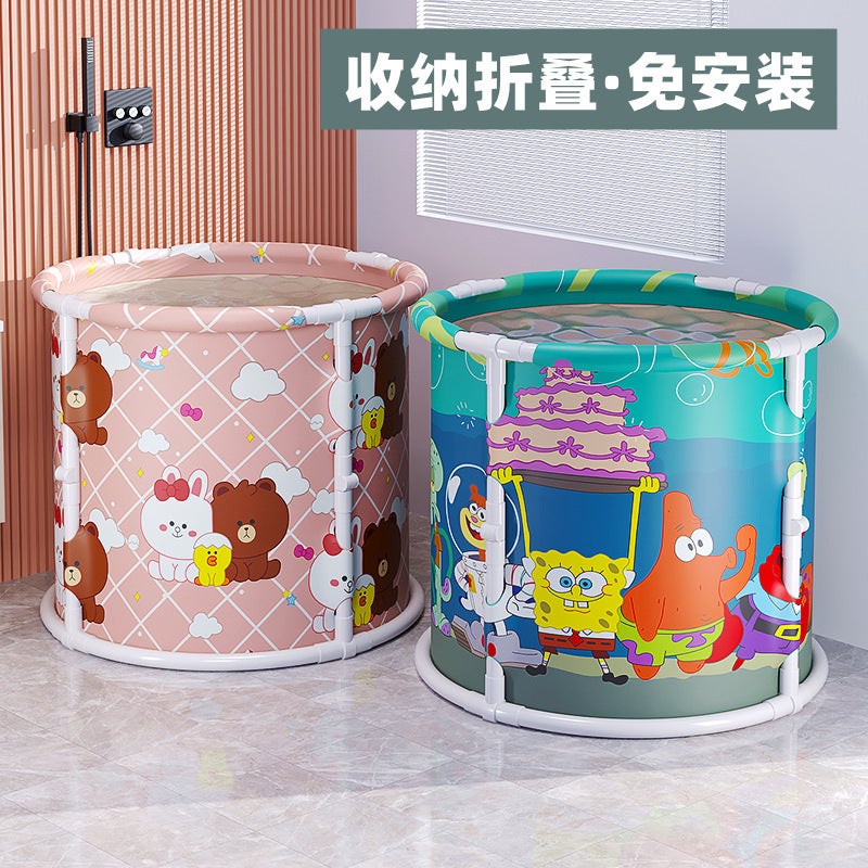 Bath Bucket For Adults And Children Foldable Household Bath Bucket Thickened Insulated Bath Bucket Bathtub Bathtub Whole Body Sweat Steaming - Image 2