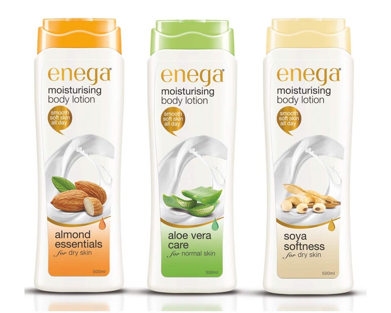 Enega Moisturizing Body LotionPack Of 3500 ML Each AlmondAloveraSoya - Image 1