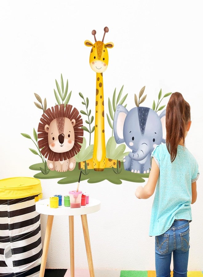 Eutecado Forest Animals Wall Decals Cartoon Jungle Animals Wall Stickers for Kids Room, Cute Giraffe Decor Stickers Elephant Lion Decals Toddler Boy Room Decor for Nursery Classroom - Image 5