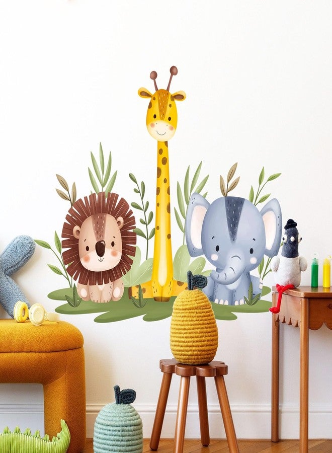 Eutecado Forest Animals Wall Decals Cartoon Jungle Animals Wall Stickers for Kids Room, Cute Giraffe Decor Stickers Elephant Lion Decals Toddler Boy Room Decor for Nursery Classroom - Image 3