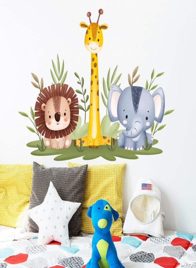 Eutecado Forest Animals Wall Decals Cartoon Jungle Animals Wall Stickers for Kids Room, Cute Giraffe Decor Stickers Elephant Lion Decals Toddler Boy Room Decor for Nursery Classroom - Image 2