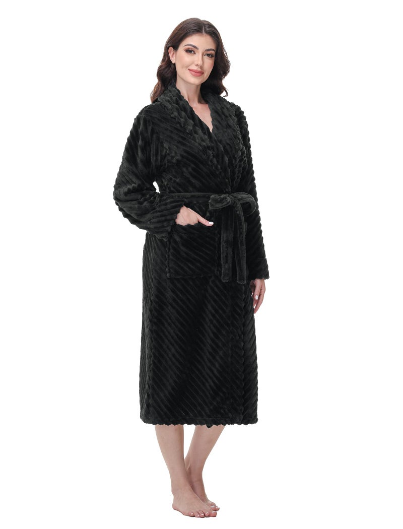 Yurhap Premium Robes for Women - Super Soft Cozy Fleece Womens Robe Plush Long Bathrobe - Image 1