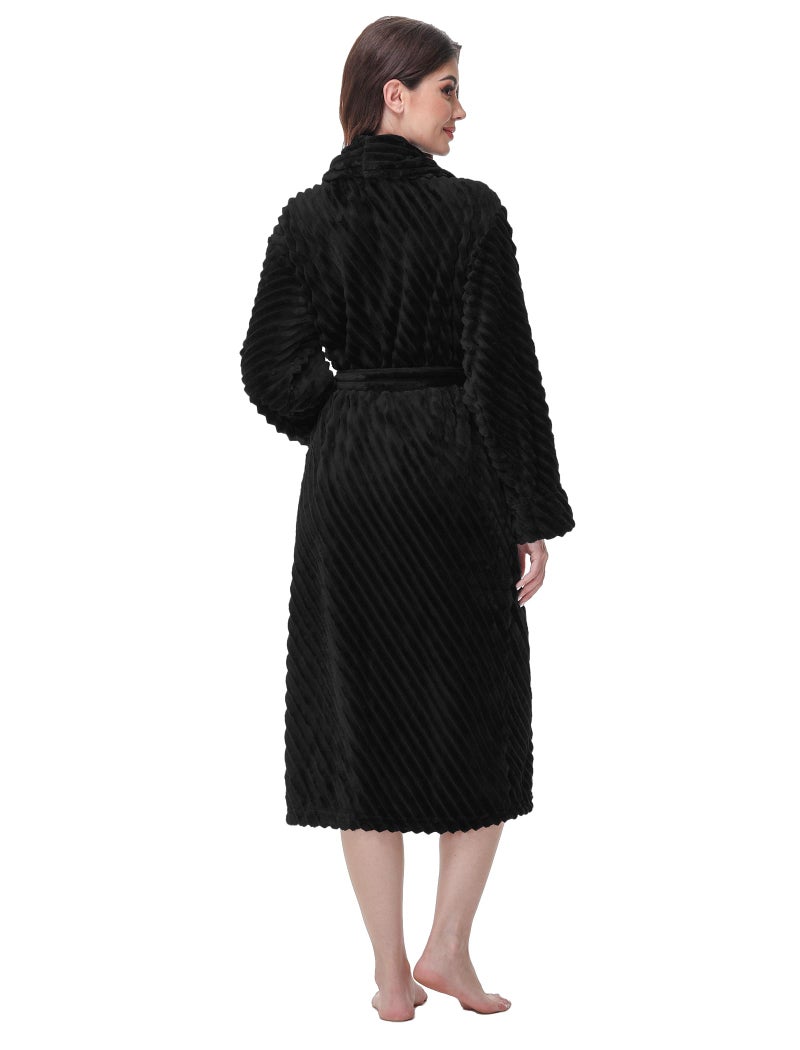 Yurhap Premium Robes for Women - Super Soft Cozy Fleece Womens Robe Plush Long Bathrobe - Image 3
