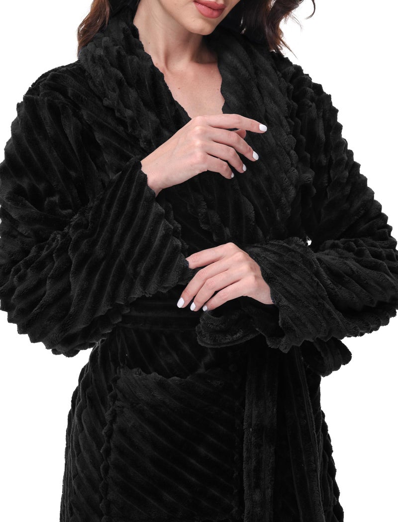 Yurhap Premium Robes for Women - Super Soft Cozy Fleece Womens Robe Plush Long Bathrobe - Image 2