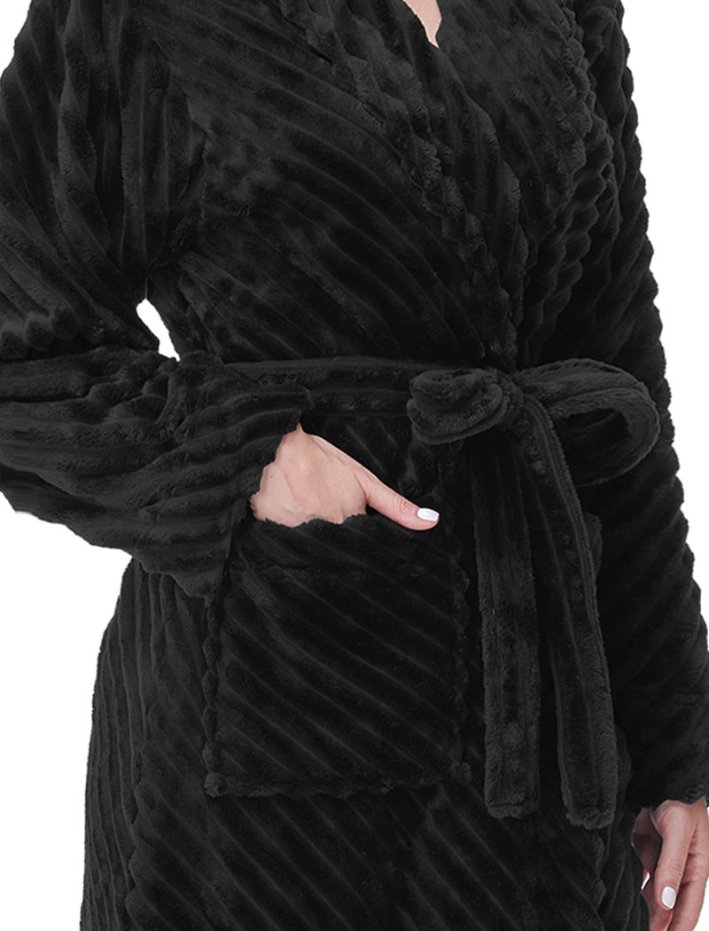 Yurhap Premium Robes for Women - Super Soft Cozy Fleece Womens Robe Plush Long Bathrobe - Image 4