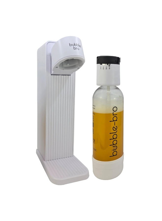 bubble-bro Versa Soda Maker Family Pack - with 2 x 60L CO2 Cylinders, 1 x additional 1L bottle & 2 x 500ml bottles - carbonate any drink (White) - Image 3