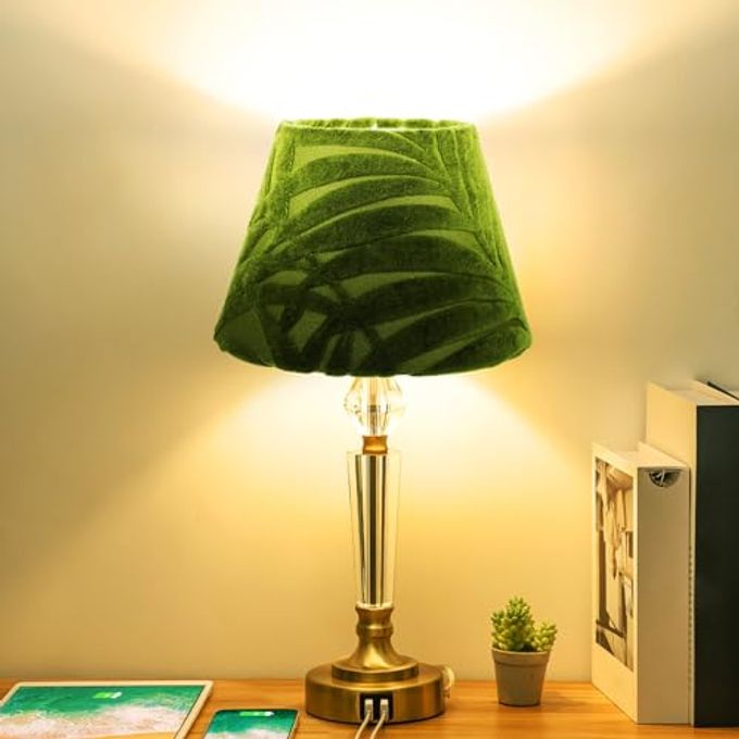 HOLIDYOYO Fabric Lampshade for Table Lamps 7.87X7.87X5.51In Lightweight Decorative Lamp Cover with Textured Leaf Pattern Replacement for Bedroom Living Room Study - Image 5