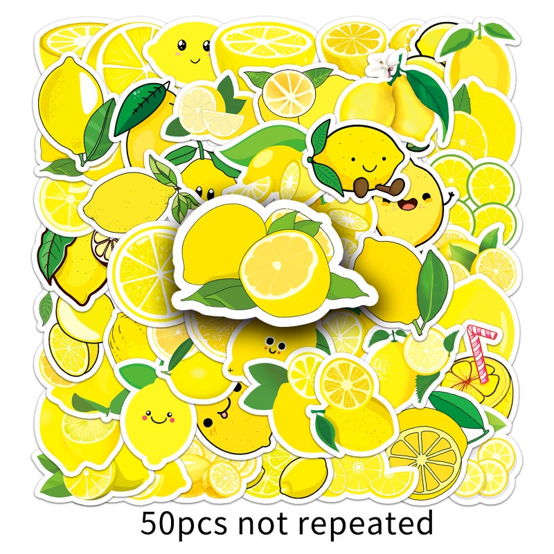 50 Lemon Fruit Luggage Stickers Scooter Creative Waterproof Suitcase Computer Decorative Stickers Notebook 50 Lemons -698 