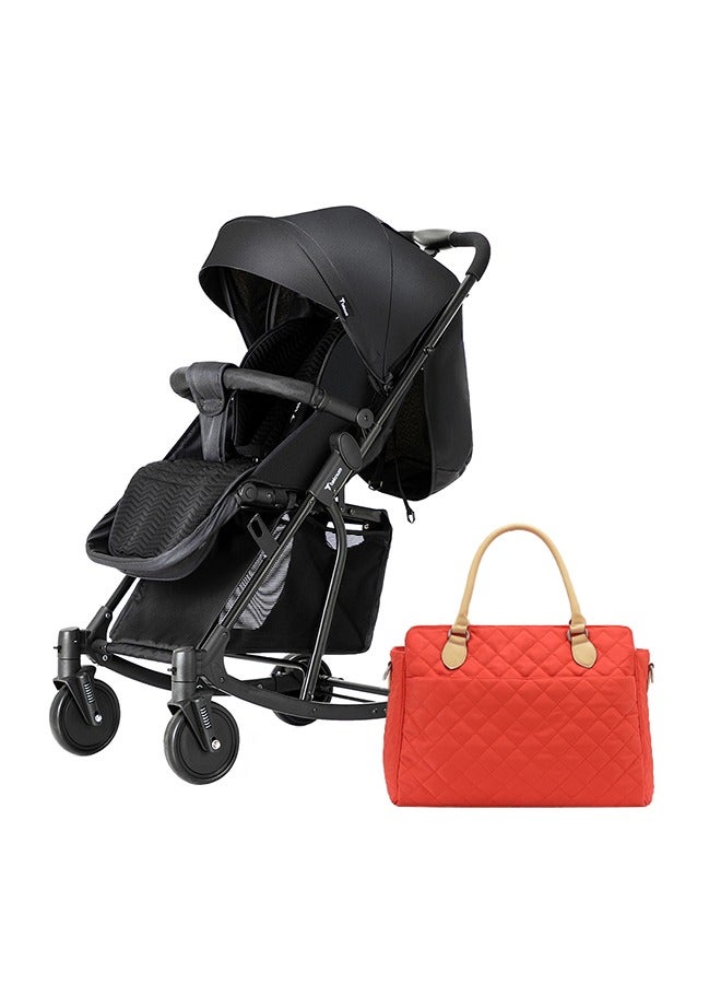 TEKNUM Stroller Plus Rocker With Orange Styler Fashion Diaper Bag - Black - Image 1