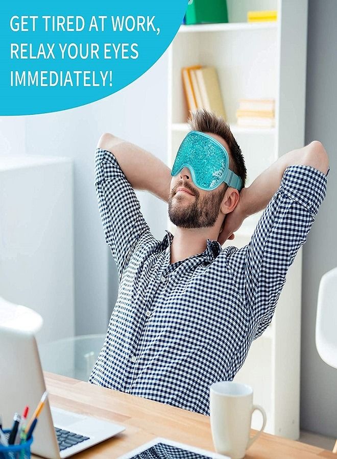 PRIV Cooling Ice Gel Reusable Eye Mask with Plush Backing for Headache Puffiness Migraine Stress Relief Blue - Image 4