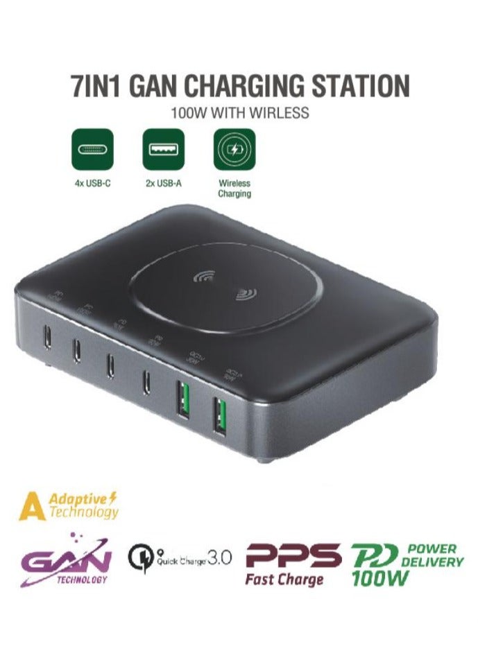 general USB C Charging Station 100W GaN Charger Compact 6 Port USB C Charging Station, Portable USB C Wall Charger Adapter 4 PD USB C and  2 QC USB A Port Suitable for All iPad iPhone 14 13 12 11 Pro Max Ga - Image 1