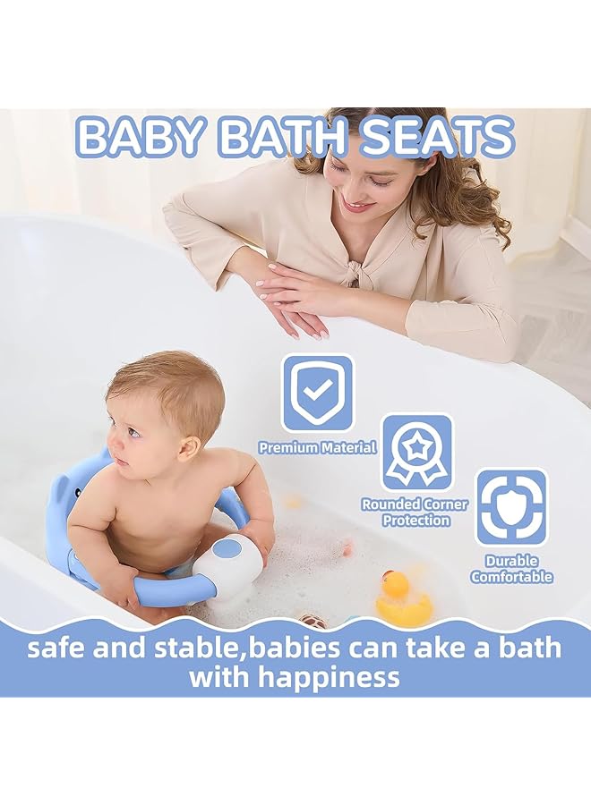 Baby Bath Seat For Babies 6 Months & Up Non Slip Toddler Bath Seats For Babies Sitting Up Safe Infant & Newborn Bathtub Chair With 4 Suction Cups & Soft Cushion For Shower (Blue) - Image 5