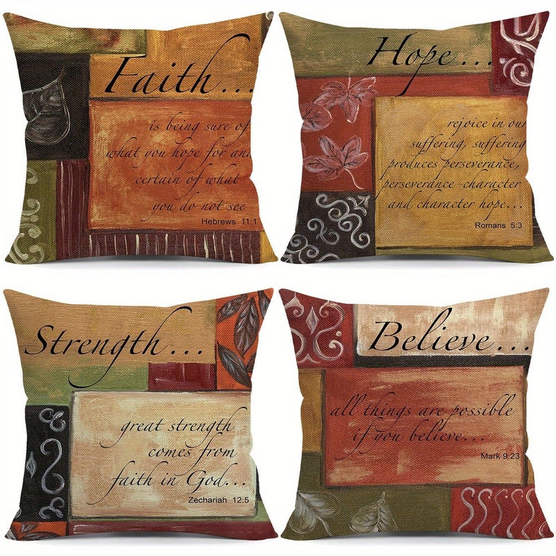 Vintage Religious Inspirational Scripture Pillowcase Set of 4 18 X 18 Inch - Image 3