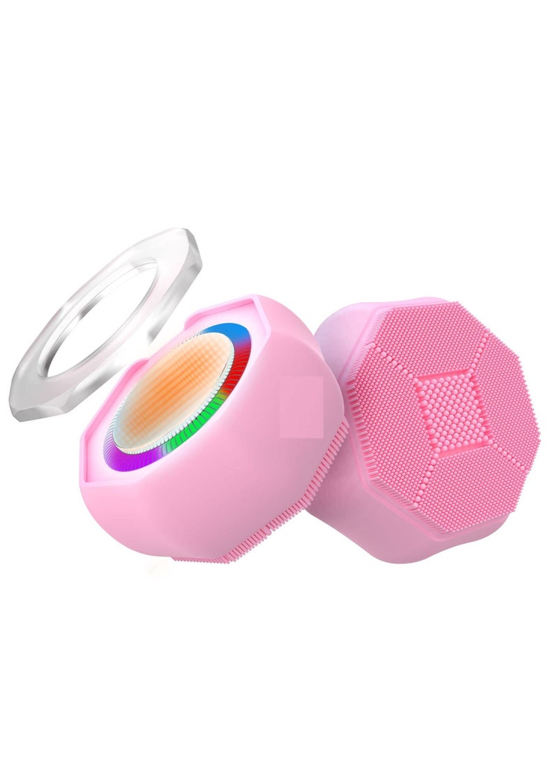 Excefore Sonic Facial Cleansing Brush, Silicone Face Scrubber for Cleaning and Exfoliating Waterproof Face Wash Brush Pink  - Image 1