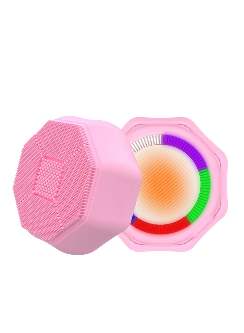 Excefore Sonic Facial Cleansing Brush, Silicone Face Scrubber for Cleaning and Exfoliating Waterproof Face Wash Brush Pink  - Image 2