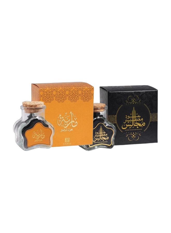 Ahmed Al Maghribi Maria Oud Mubakhar 36g & Oud Ma’attar Majalis 3 Tola – Set of 2 Boxes - Image 1