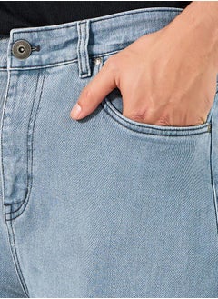 Styli Mid Rise Ice Wash Loose Fit Jeans with Pockets  - Image 3