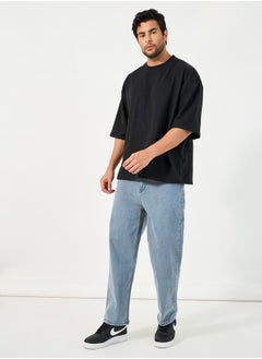 Styli Mid Rise Ice Wash Loose Fit Jeans with Pockets  - Image 2