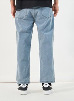 Styli Mid Rise Ice Wash Loose Fit Jeans with Pockets  - Image 4