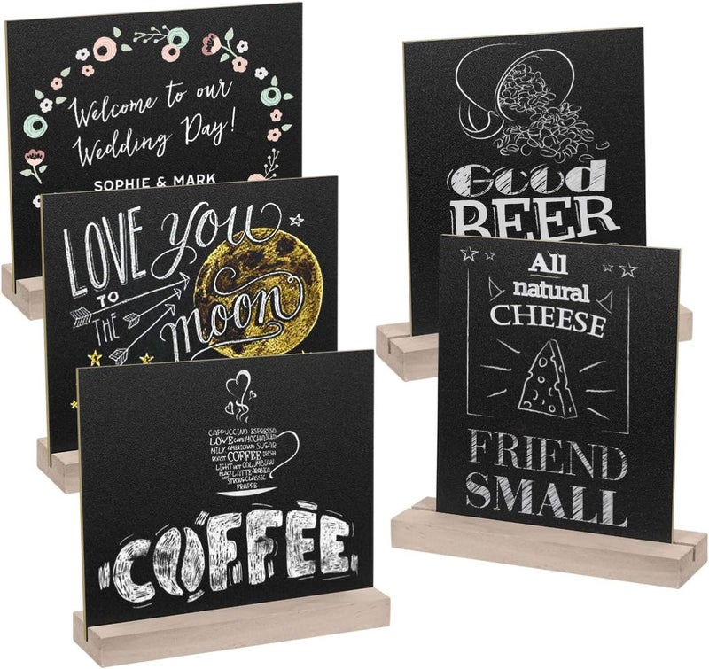klarako 5 Sets Mini Chalkboard Signs, Mini Blackboards with Stands Message Board Signs Small Blackboard Menu Boards Kitchen Chalkboard for Wedding Birthday Bar Party Event Decoration - Image 5