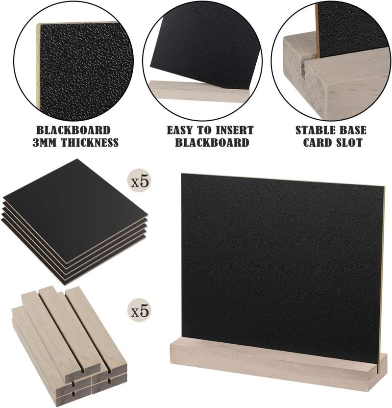 klarako 5 Sets Mini Chalkboard Signs, Mini Blackboards with Stands Message Board Signs Small Blackboard Menu Boards Kitchen Chalkboard for Wedding Birthday Bar Party Event Decoration - Image 4