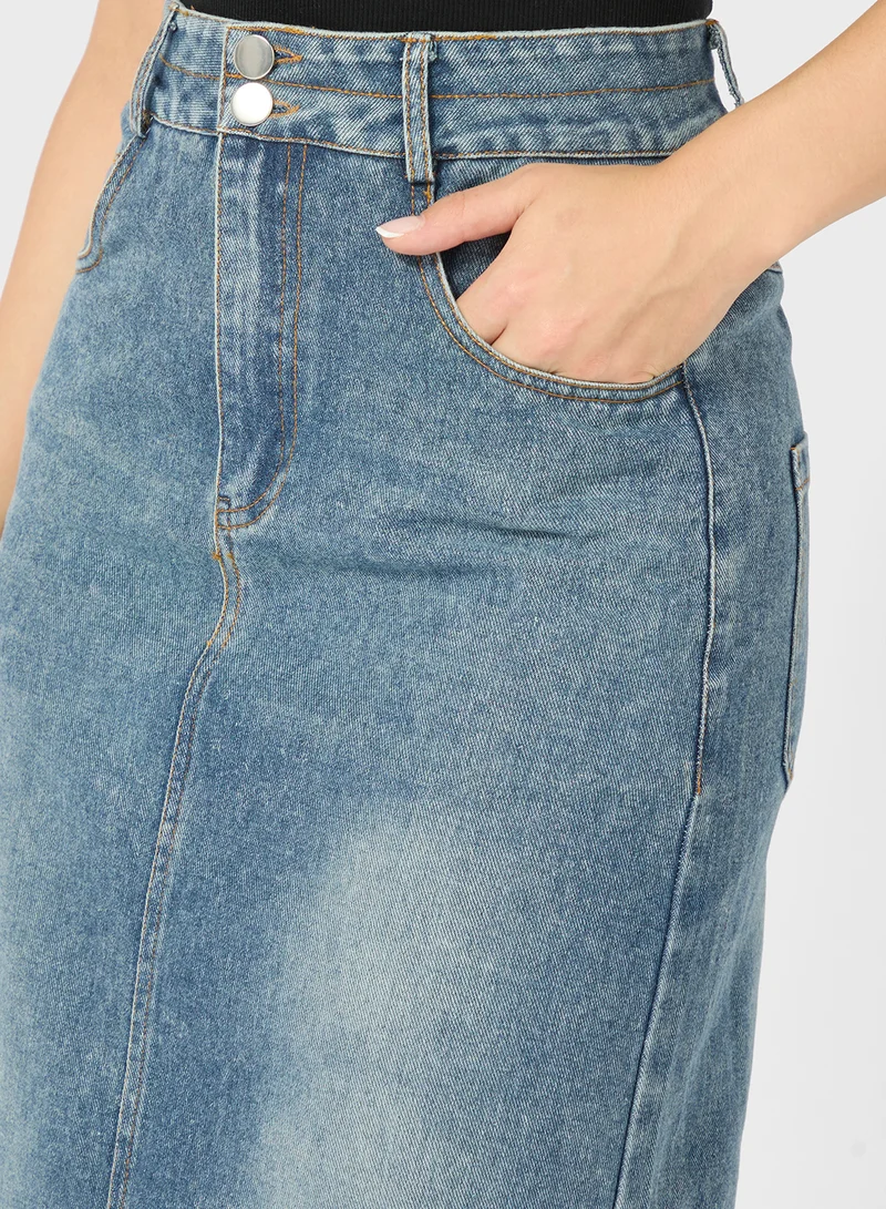 Ginger Denim Midi Skirt