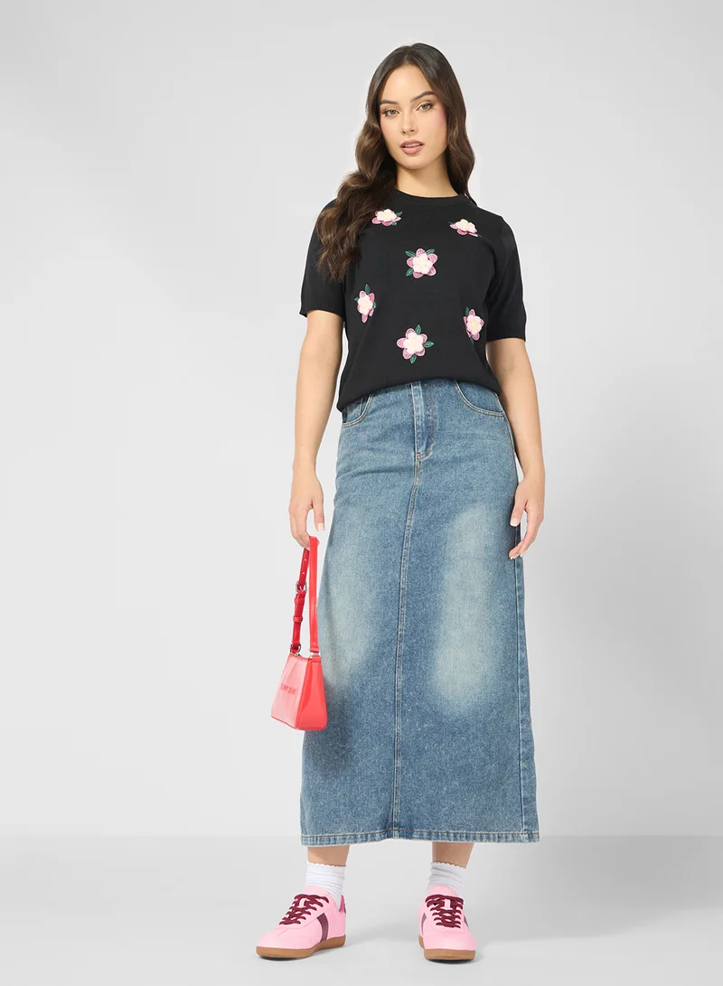 Ginger Denim Midi Skirt