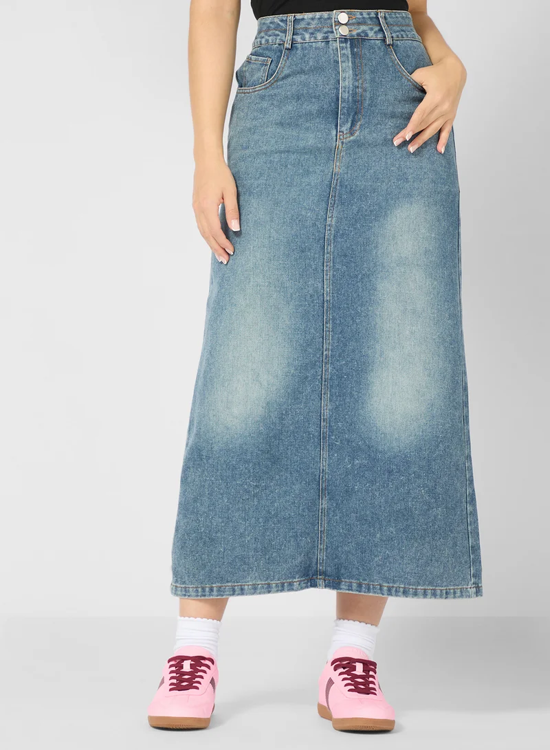 جينجر Denim Midi Skirt