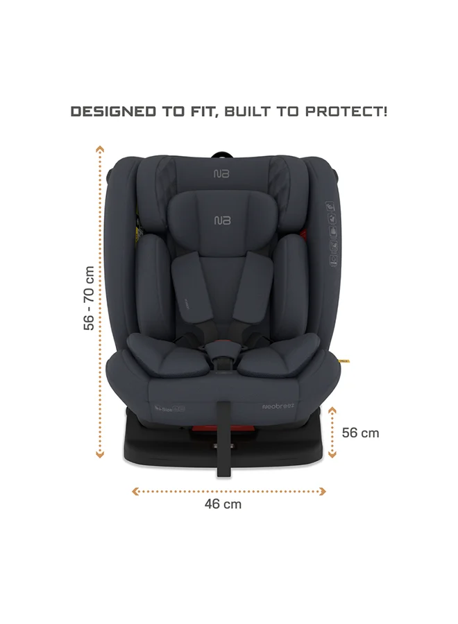 neobreez I-EROCA All-In-One Convertible Travel Baby Toddler Kids Child Boys Girls Car Seat, I-Size ECER129, Recline&Adjustable, Memory Foam, Injection Mold, Forward&Rear Facing, 0-36 Kg, 0-12Yrs, Group 0/1/2/3