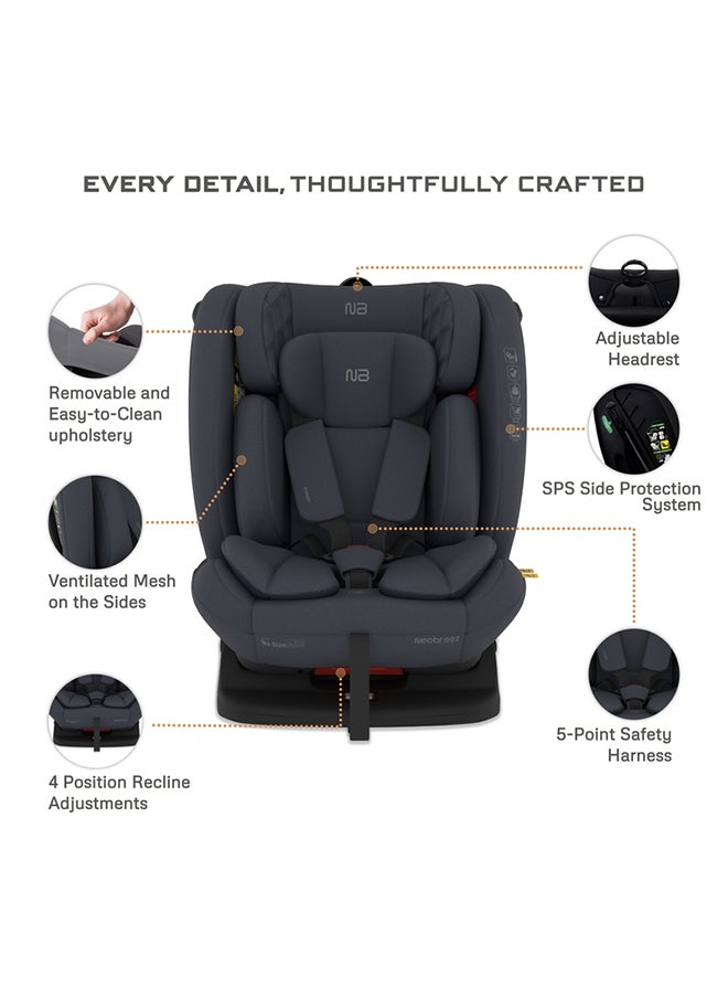 neobreez I-Eroca All-In-One Convertible Baby Infant Toddler Child Car Seat, Latest I-Size Ecer129,  Recline & Adjustable, Memory Foam,  Injection Mold, Forward & Rear Facing,  Group 0/1/2/3 0-36 Kg, 0-12Years  - Image 4