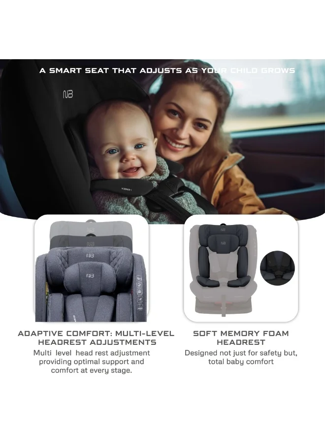 neobreez I-EROCA All-In-One Convertible Travel Baby Toddler Kids Child Boys Girls Car Seat, I-Size ECER129, Recline&Adjustable, Memory Foam, Injection Mold, Forward&Rear Facing, 0-36 Kg, 0-12Yrs, Group 0/1/2/3