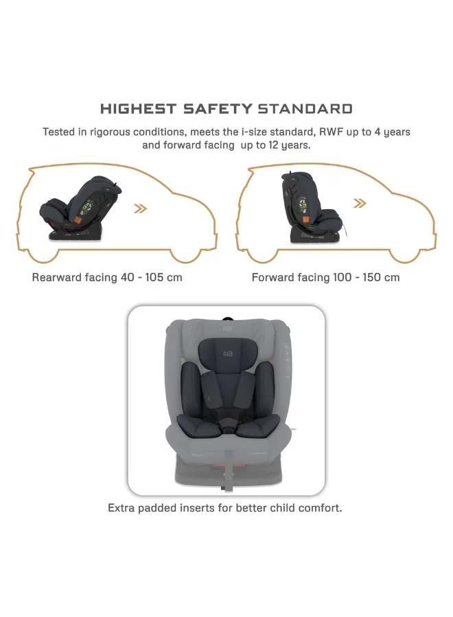 neobreez I-EROCA All-In-One Convertible Travel Baby Toddler Kids Child Boys Girls Car Seat, I-Size ECER129, Recline&Adjustable, Memory Foam, Injection Mold, Forward&Rear Facing, 0-36 Kg, 0-12Yrs, Group 0/1/2/3