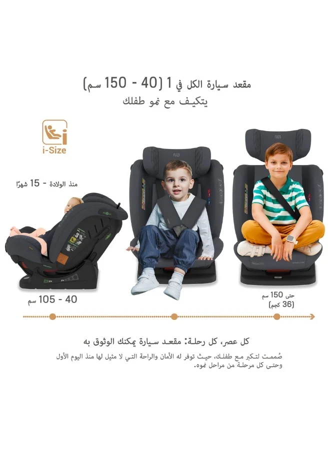 neobreez I-EROCA All-In-One Convertible Travel Baby Toddler Kids Child Boys Girls Car Seat, I-Size ECER129, Recline&Adjustable, Memory Foam, Injection Mold, Forward&Rear Facing, 0-36 Kg, 0-12Yrs, Group 0/1/2/3