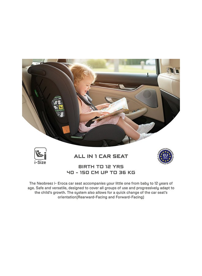 neobreez I-EROCA All-In-One Convertible Travel Baby Toddler Kids Child Boys Girls Car Seat, I-Size ECER129, Recline&Adjustable, Memory Foam, Injection Mold, Forward&Rear Facing, 0-36 Kg, 0-12Yrs, Group 0/1/2/3 - Image 5