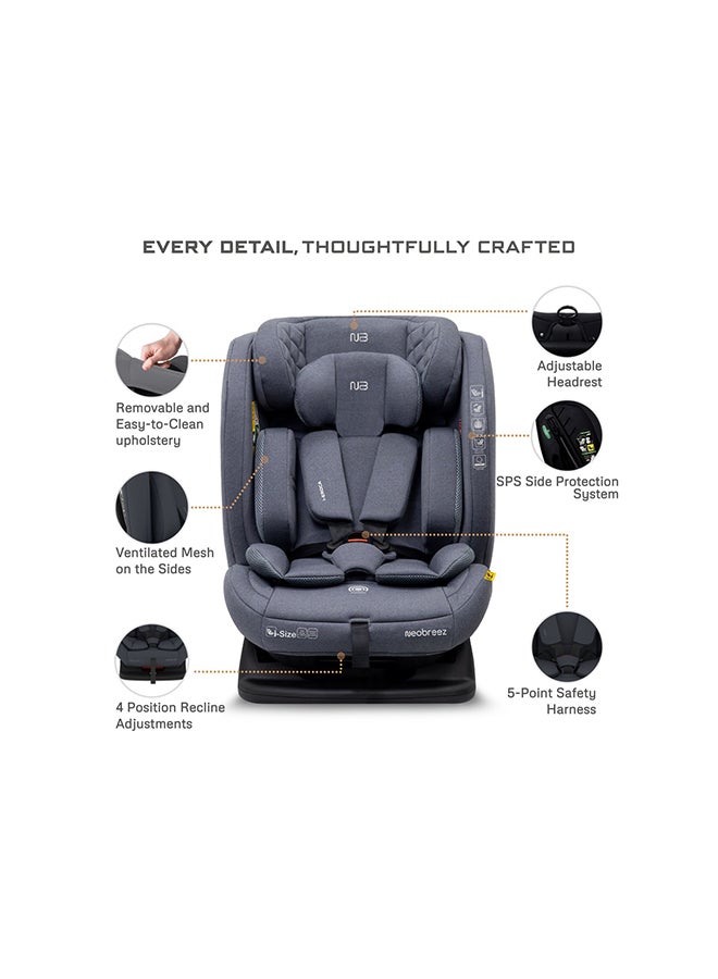 neobreez I-EROCA All-In-One Convertible Travel Baby Toddler Kids Child Boys Girls Car Seat, I-Size ECER129, Recline&Adjustable, Memory Foam, Injection Mold, Forward&Rear Facing, 0-36 Kg, 0-12Yrs, Group 0/1/2/3 - Image 4