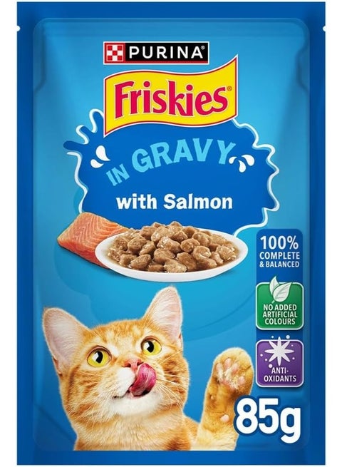 Purina Friskies Salmon Chunks in Gravy Wet Cat Food, 85g