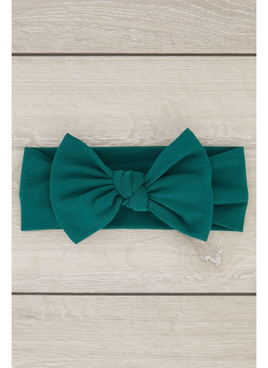 Babygiz Hurrem Green Handmade Soft Bow Tied Natural Cotton Combed Cotton Baby Kids Girls Bandana Elite Series