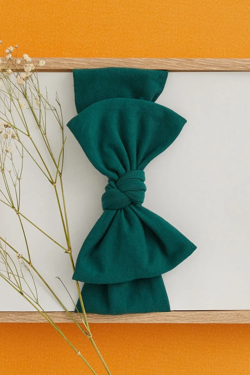 Babygiz Hurrem Green Handmade Soft Bow Tied Natural Cotton Combed Cotton Baby Kids Girls Bandana Elite Series
